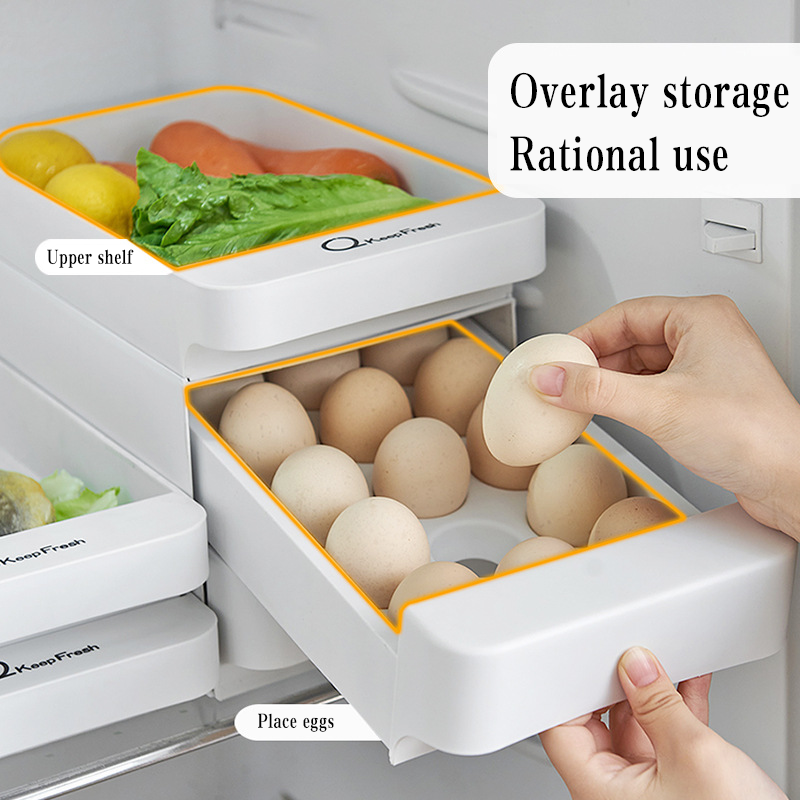 متعددة الوظائف الثلاجة صندوق تخزين صندوق بيض اكسسوارات المطبخ مجموعات متعدد الطبقات شبكة الطازجة حفظ صندوق منظم المنزلية