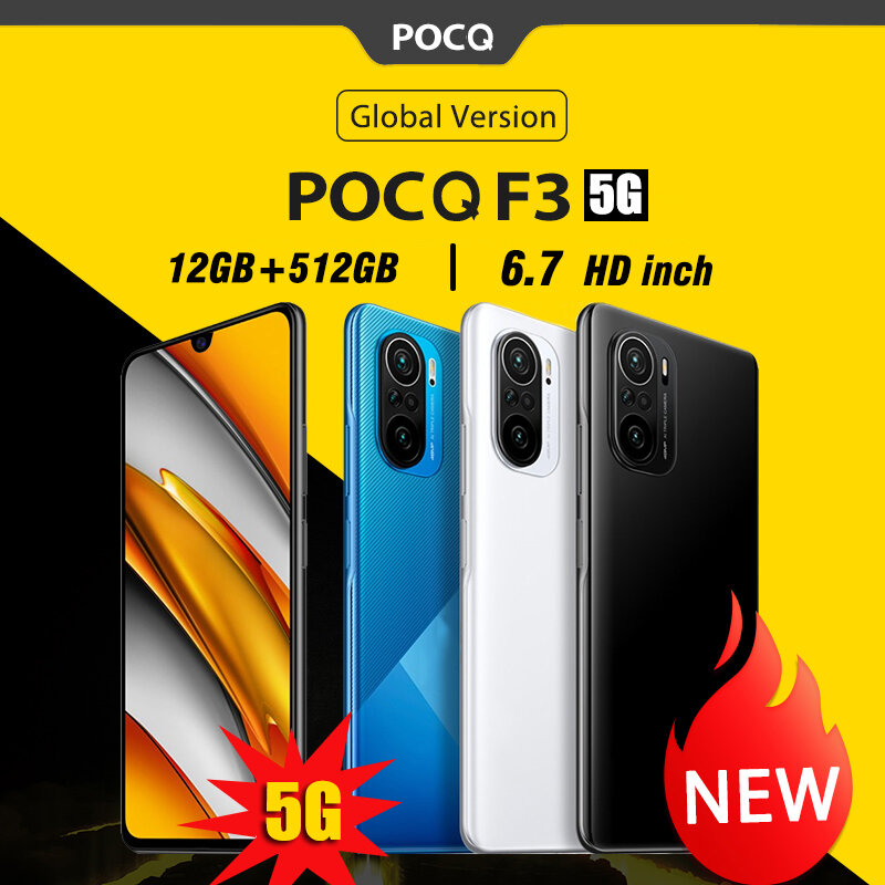 الإصدار العالمي POCQ F3 5G الهاتف الذكي 6.7 بوصة الهواتف المحمولة 12GB + 512GB andorid10 الهاتف الخليوي الهاتف المزدوج سيم بطاقة 24 + 48MP