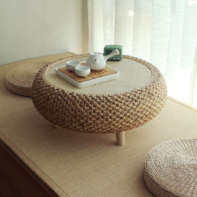 دليل الروطان النسيج طاولة القهوة اليابانية طاولة شاي متعددة الوظائف الجدول الحد الأدنى الحديثة طاولة جانبية أثاث غرفة المعيشة