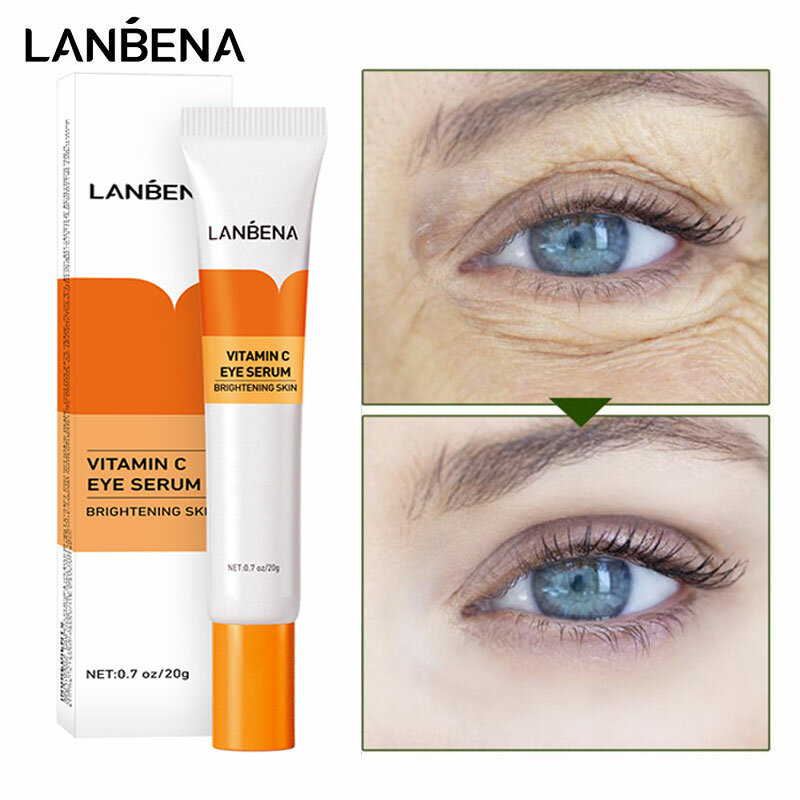 LANBENA فيتامين C العين جوهر إزالة الهالات السوداء تبييض العين مصل مكافحة الشيخوخة تحسين الانتفاخ التجاعيد العناية بالعين مرطب