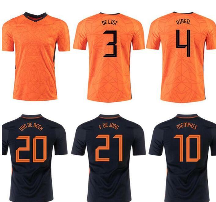 2021 هولندا قمصان كرة قدم F. الشباب هولندا قميص لكرة القدم من دايك فيرجيل تي شيرت دي futebol الرجال الكبار الزي الرسمي