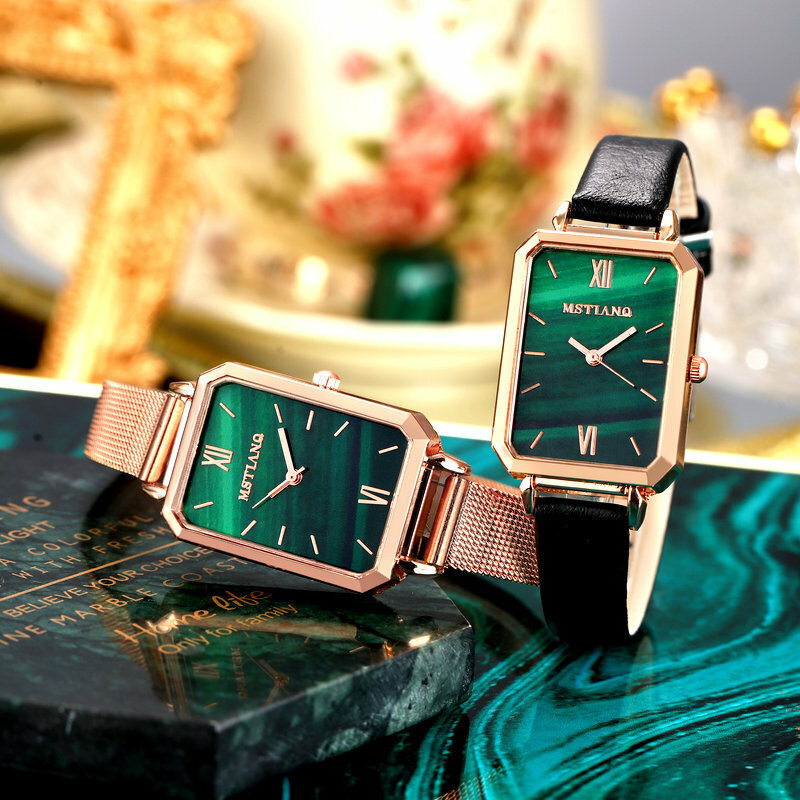 الفاخرة الملكيت ساعة مزدوجة للنساء سيدة بسيطة مربع لوحة ساعة رقمية عاشق عيد الحب هدية ساعة المعصم الساعات