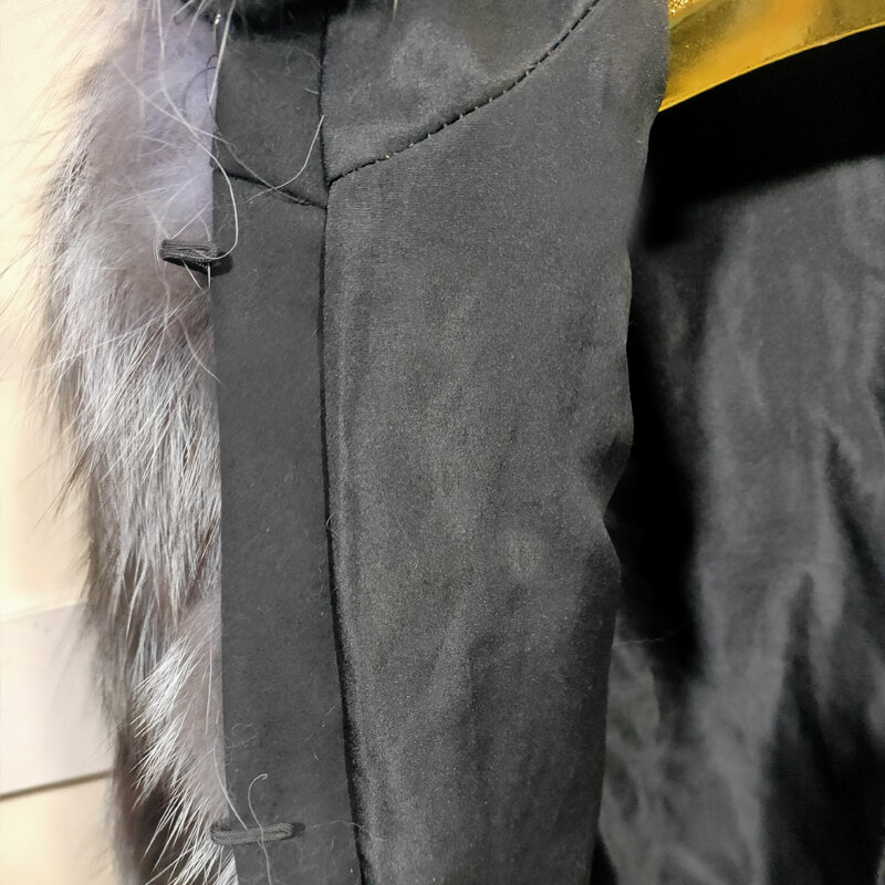 حقيقي الثعلب سترة ريال الطبيعية الراكون الفضة الثعلب الفراء هوديي سترة الشتاء الدافئة المرأة الملابس طول 60 سنتيمتر
