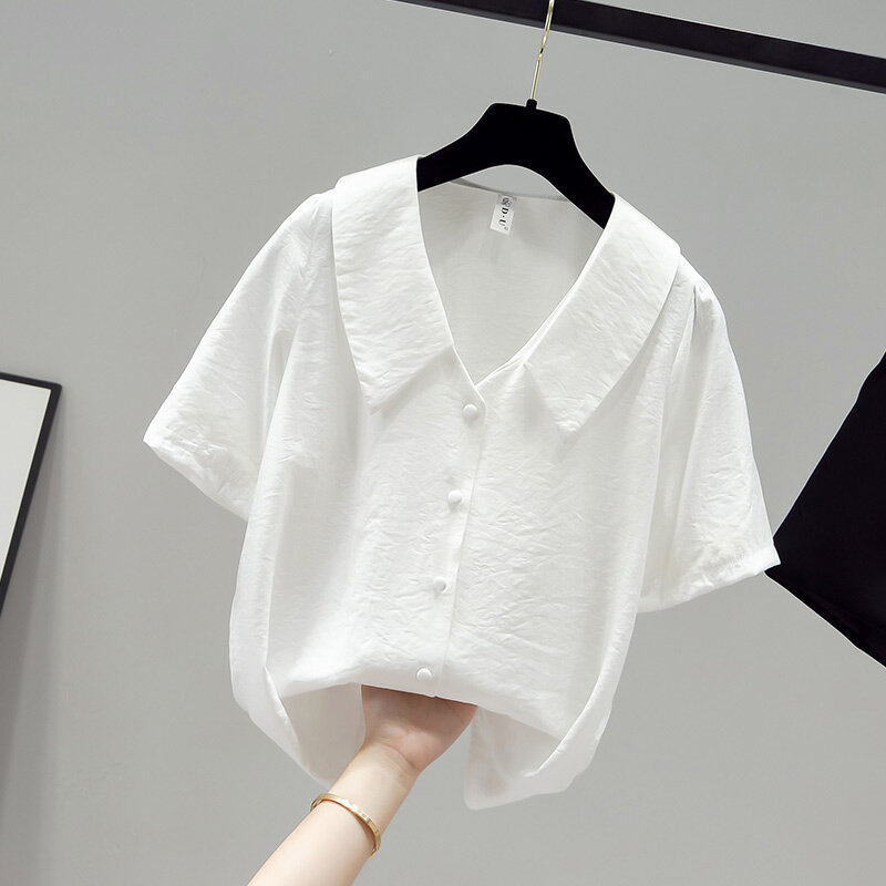 الصيف قصيرة الأكمام تي شيرت الشيفون قميص المرأة 2021 جديد عصري بلايز الصيف نصف الأكمام المهنية قميص رقيقة القسم