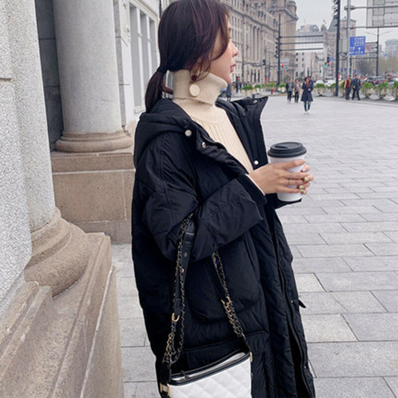 أسفل معطف المرأة سترة الشتاء النساء طويلة سميكة كبيرة الحجم القطن معطف النسخة الكورية ملابس فضفاضة القطن سترة غير رسمية