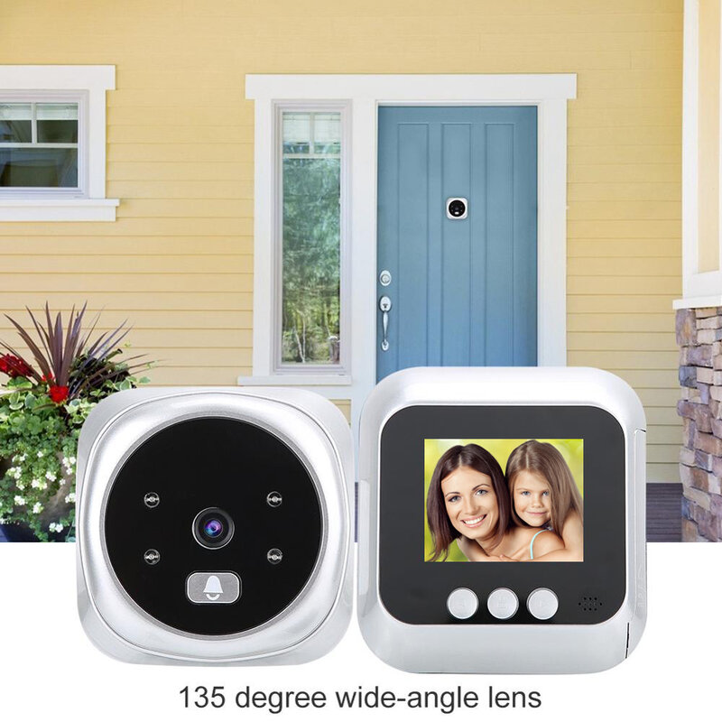 Video w 2.4 بوصة كاميرا فيديو بالجرس LCD مراقب باب رقمي للرؤية الليلية كشف الحركة لأمن باب المنزل