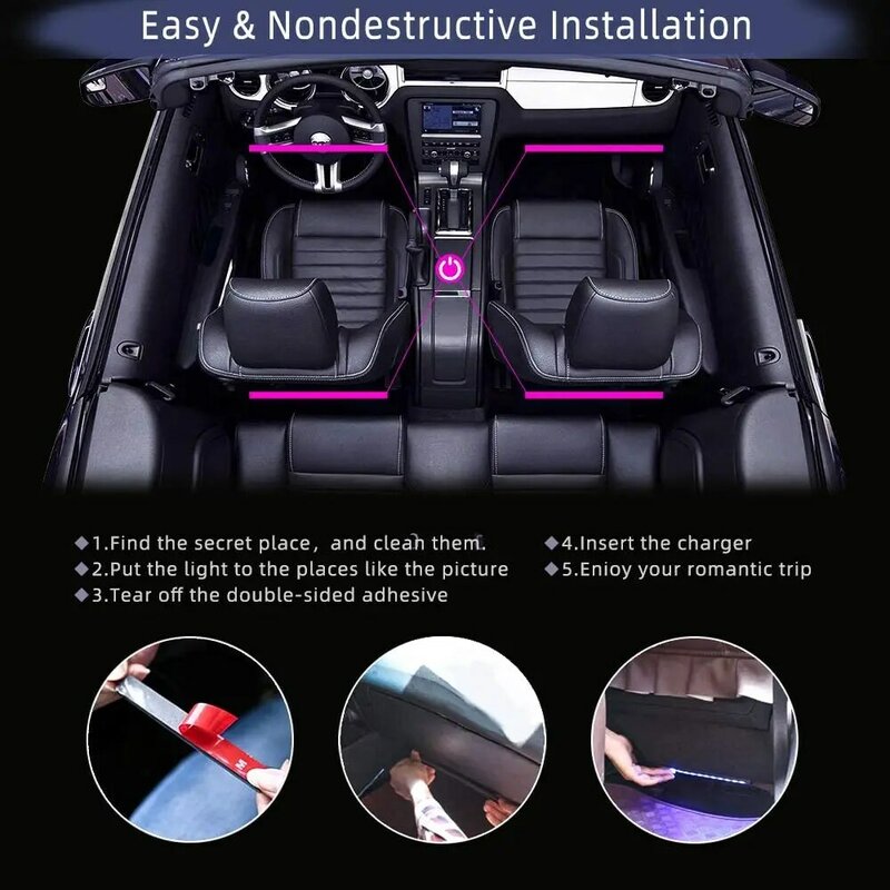 سيارة الداخلية ضوء RGB LED شرائط مصباح الزخرفية مع USB اللاسلكية عن بعد تحكم بالموسيقى وسائط متعددة سيارة القدم ضوء