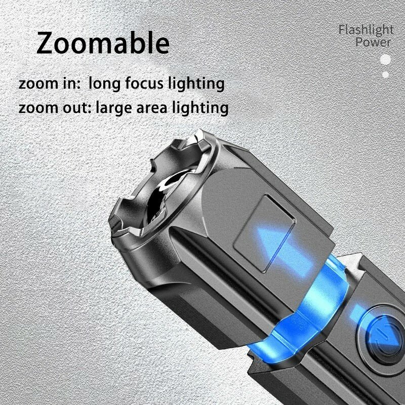 D5 مصباح ليد جيب السوبر مشرق زوومابلي USB قابلة للشحن T6 التكتيكية الشعلة التخييم التنزه الصيد في الهواء الطلق ضوء مصباح فانوس