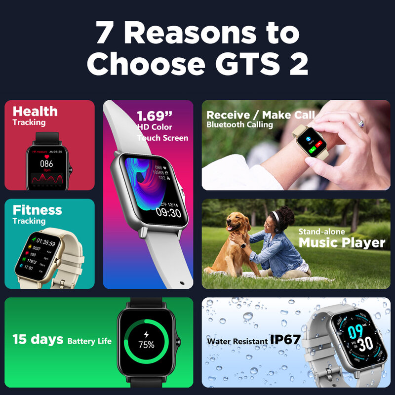 جديد 2021 Zeblaze GTS 2 ساعة ذكية مشغل موسيقى تلقي/إجراء مكالمة معدل ضربات القلب عمر البطارية الطويل Smartwatch للهاتف أندرويد IOS
