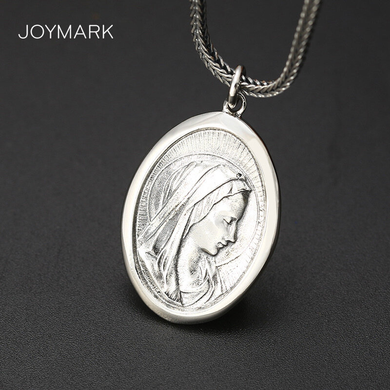 JOYMARK مريم المقدسة صورة قلادة S925 فضة مجوهرات الإكسسوار قلادة قلادة TSP219