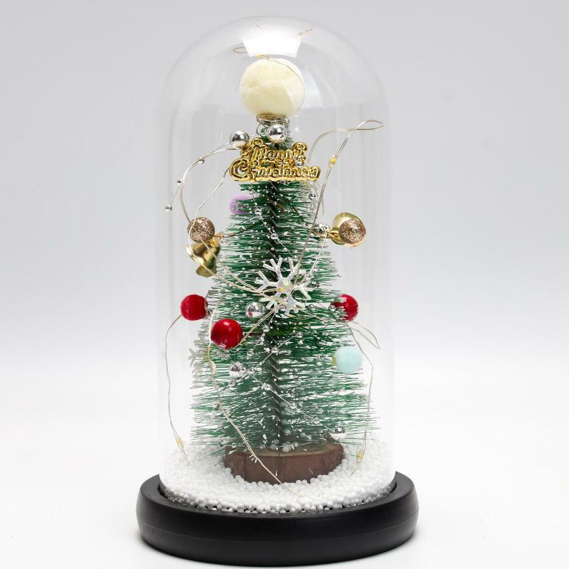 الزهور الاصطناعية شجرة عيد الميلاد الزجاج مصباح ليد للزينة طاولة مكتبية ديكور مهرجان لوازم Gift -40