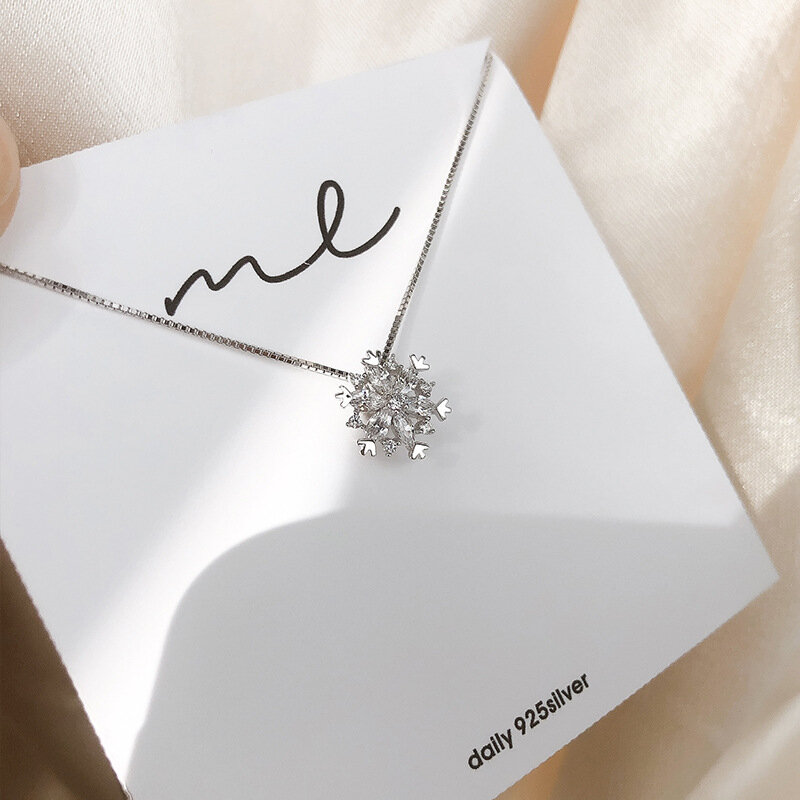 قلادة من الفضة الإسترليني عيار 925 على شكل ندفة الثلج ، قلادة على شكل ندفة الثلج للنساء ، هدية مجوهرات #2