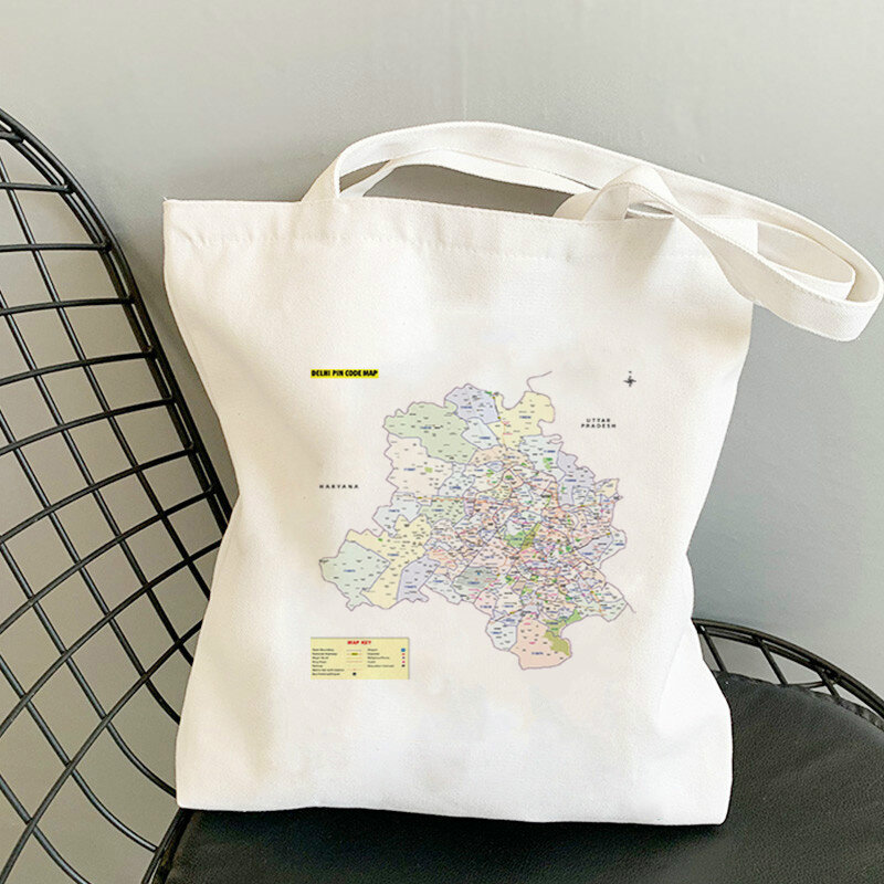 Ins السفر خريطة المدينة التسوق أكياس قماش حقيبة قماش الكتف امرأة مصمم حقائب حمل للنساء المتسوق قابلة لإعادة الاستخدام أنيمي Ecobag