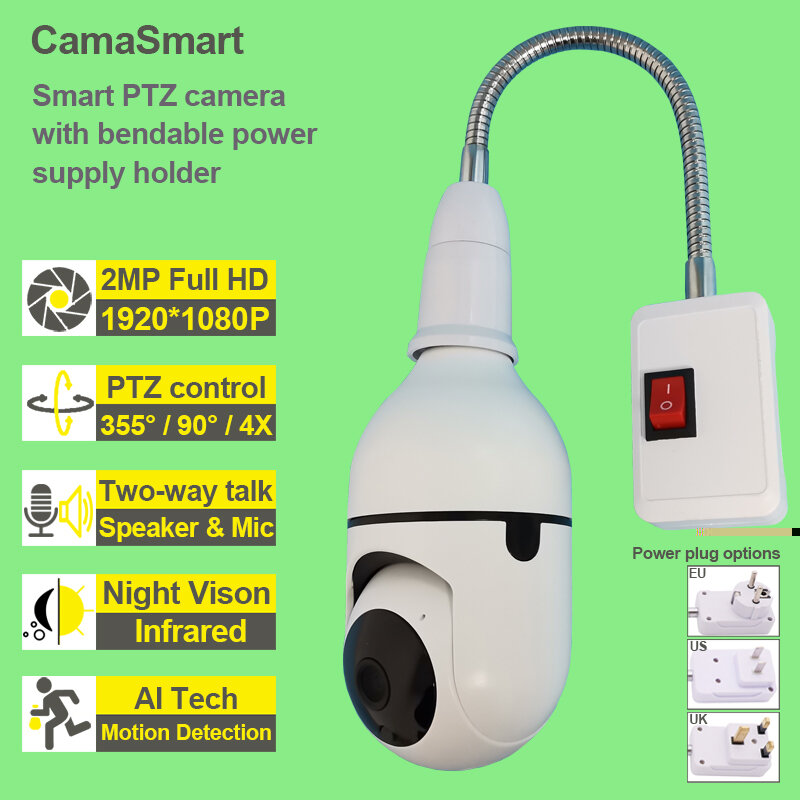 كاميرا واي فاي 360 مصباح تثبيت سريع المنزل الذكي CCTV مراقبة داخلي صغير الأشعة تحت الحمراء للرؤية الليلية سهلة التوصيل التحكم بواسطة Ycc365plus