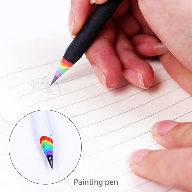 قلم ألوان قوس قزح خشبي أملس مضاد للحساسية رسم أقلام رصاص طالب أطفال القرطاسية الإبداعية قلم رصاص القرطاسية
