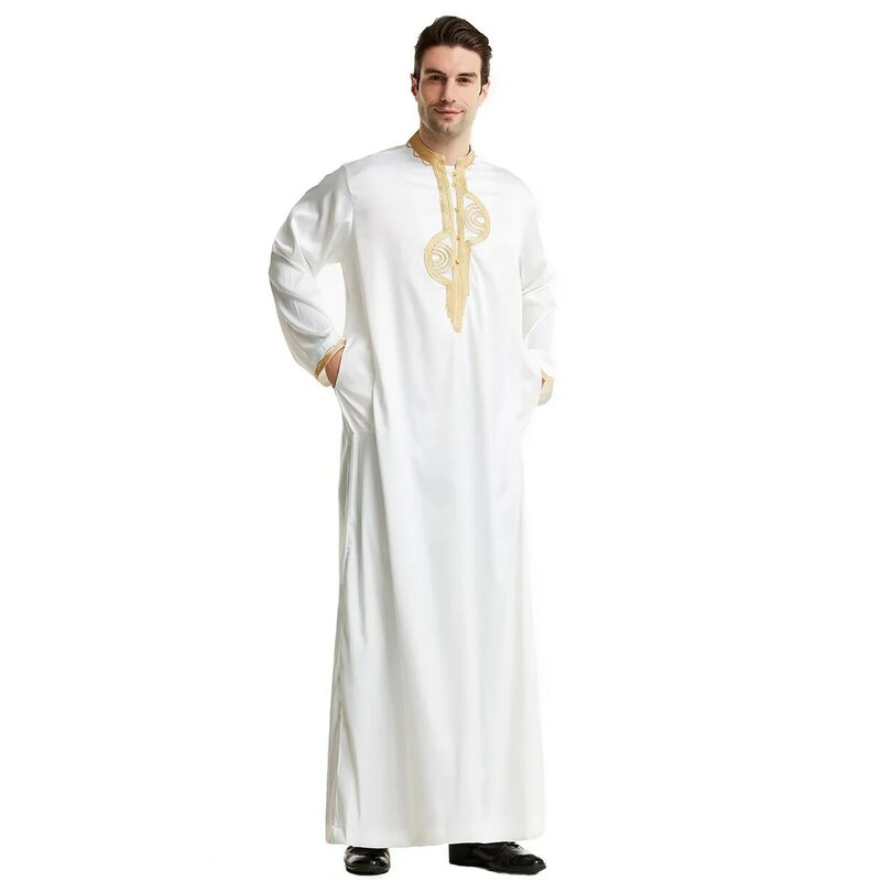 عباية الصلاة للرجال عباية عربية مسلمة مطرزة حبل من الحرير جوبا ثوب هندي عباية ثوب