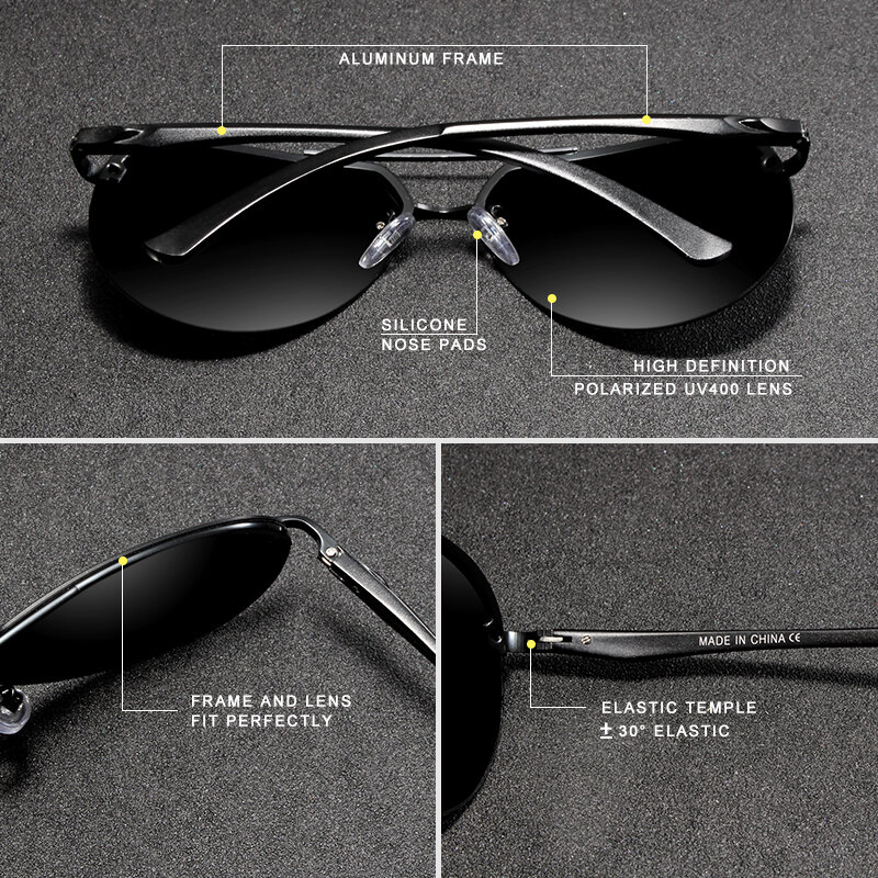 نظارة شمسية مستقطبة على طراز طيار GXP للرجال والنساء بإطار من الألومنيوم والمغنسيوم نظارة شمسية بدون إطار للرجال نظارات قيادة UV400