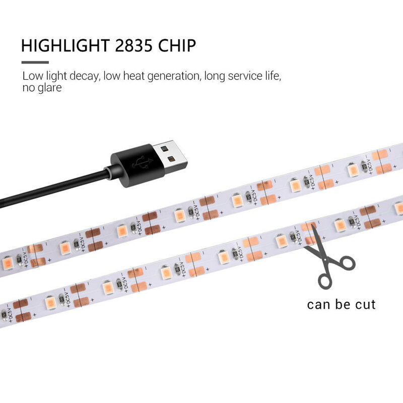 0.5m 1m 2m 3m 2835 SMD DC5V LED تنمو ضوء كامل الطيف USB تنمو شرائط مصباح فيتو الشريط ل بذور النباتات الزهور الدفيئات