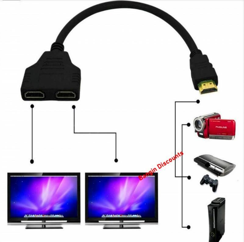 HDMI-متوافقه الفاصل 1 الإدخال الذكور إلى 2 إخراج ميناء أنثى كابل محول محول 1080P ل PS3/PS4 ألعاب والفيديو ، الوسائط المتعددة
