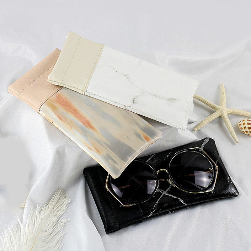 صندوق نظارات بتصميم رخامي ، حقيبة نظارات بصرية مقاومة للماء ، حامل نظارات محمول PU ، واقي