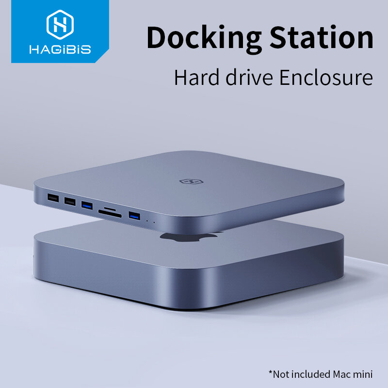 Hagibis USB-C Hub مع SATA القرص الصلب الضميمة لماك USB صغير 3.0 محور ل 2020 جديد ماك mini M1 Type-C SSD حافظة SD/TF قارئ