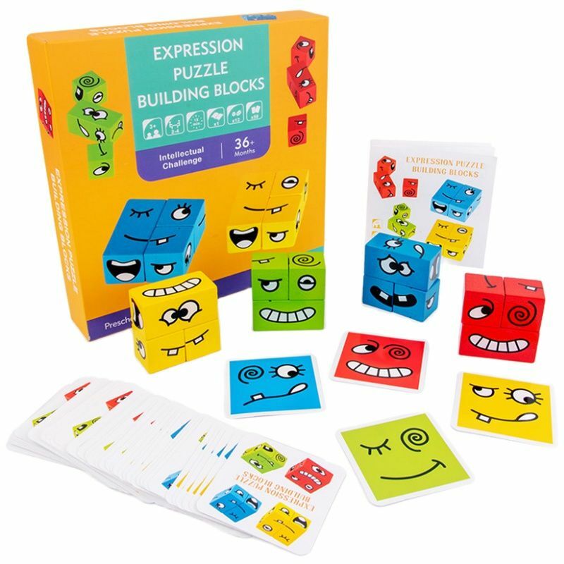 مونتيسوري ألعاب تعليمية الوالدين الطفل لوحة تفاعلية لعبة خشبية التعبير لغز بنة هدية للأطفال #1