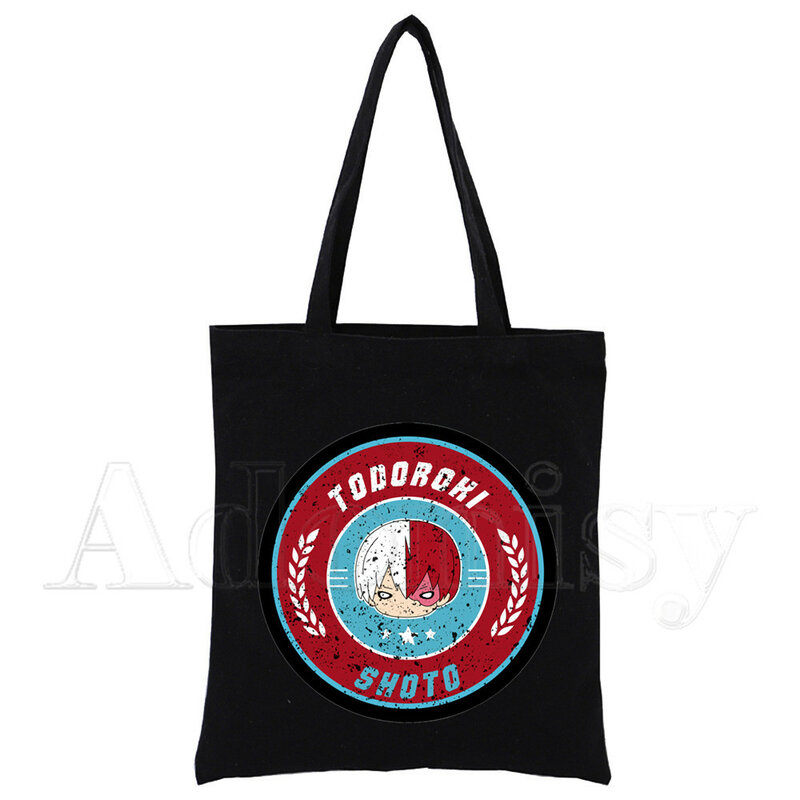 تودوروكي حقيبة تسوق طباعة التصميم الأصلي الأبيض للجنسين موضة السفر الأسود حقائب من القماش