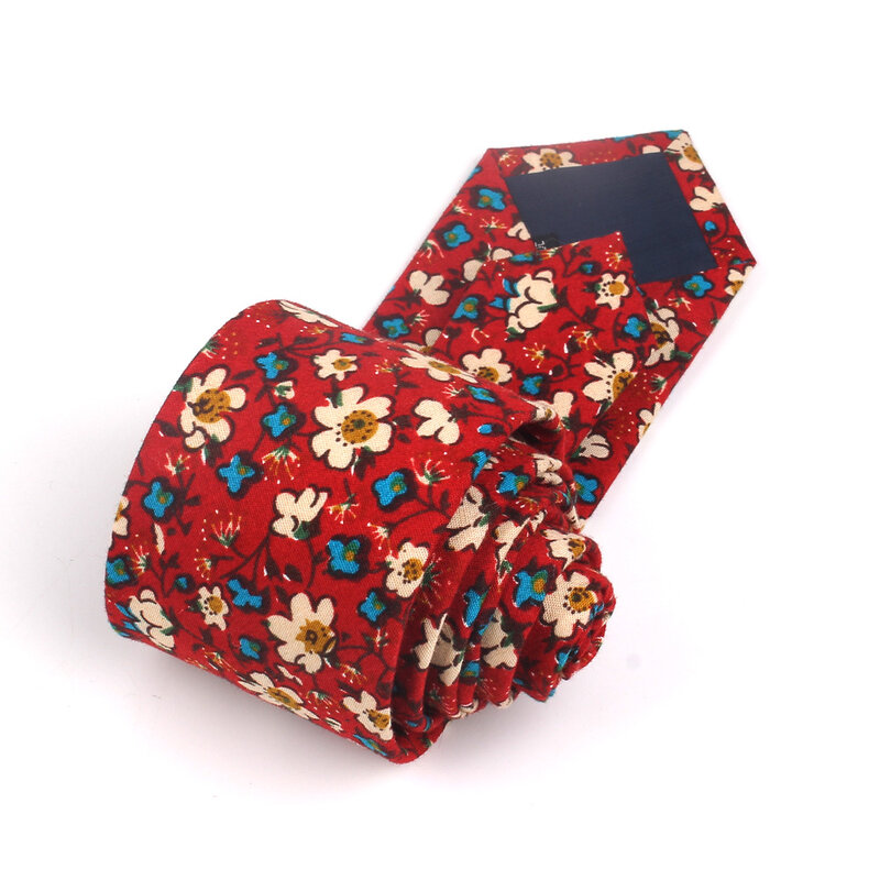 ربطة عنق قطنية للرجال ، طباعة زهور ، أربطة عنق رفيعة 6 سنتيمتر ، كاجوال ، لحفلات الزفاف