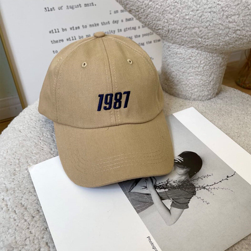 قبعة النساء الخريف والشتاء الكورية أزياء لينة أفضل قبعة بيسبول 1987 التطريز قبعات الرجال عادية منحني قبعة لها حواف