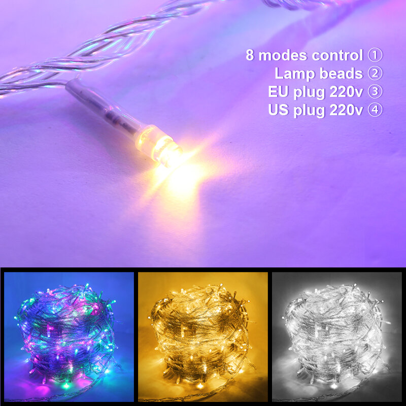LED عيد الميلاد ضوء LED للديكور المنزلي ضوء سلسلة 100 متر 50 متر 10 متر هالوين زينة ملونة مصابيح عطلات خرافة الديكور