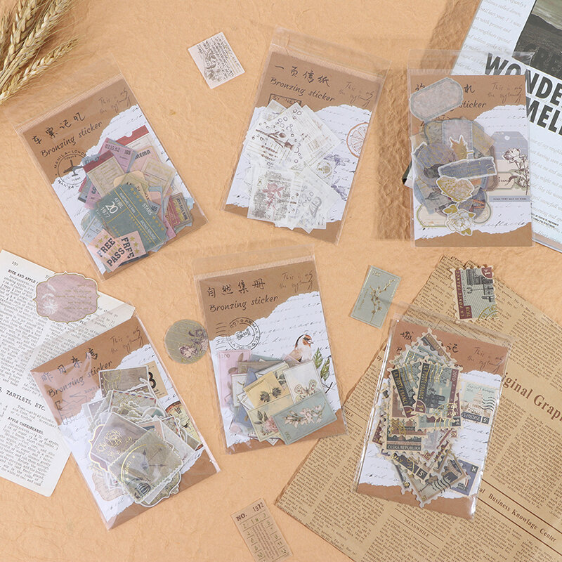 40 قطعة ختم ختم ختم الرجعية السفر النبات ملصقات الإبداعية رصاصة مجلة ديكو القرطاسية ملصقات