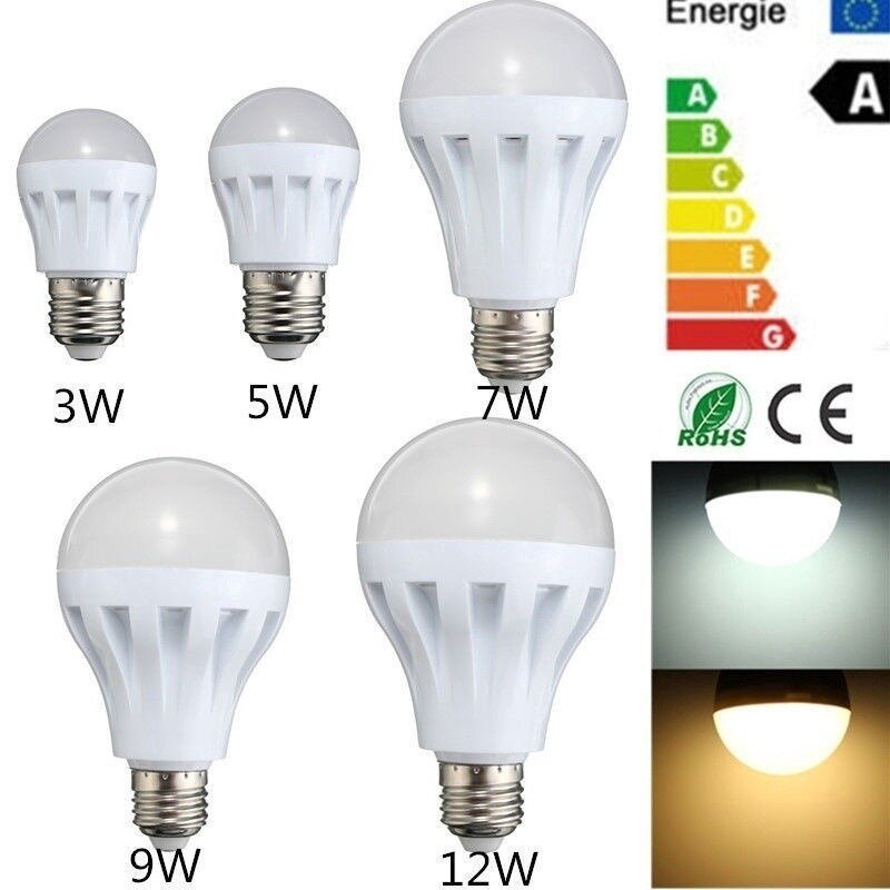 توفير الطاقة الذكية LED E27 AC220V LED لمبة إضاءة 3 واط 5 واط 7 واط 9 واط 12 واط 15 واط مصباح بيضاوي ذكي لمبة ضوء المصباح الباردة والدافئة الأبيض