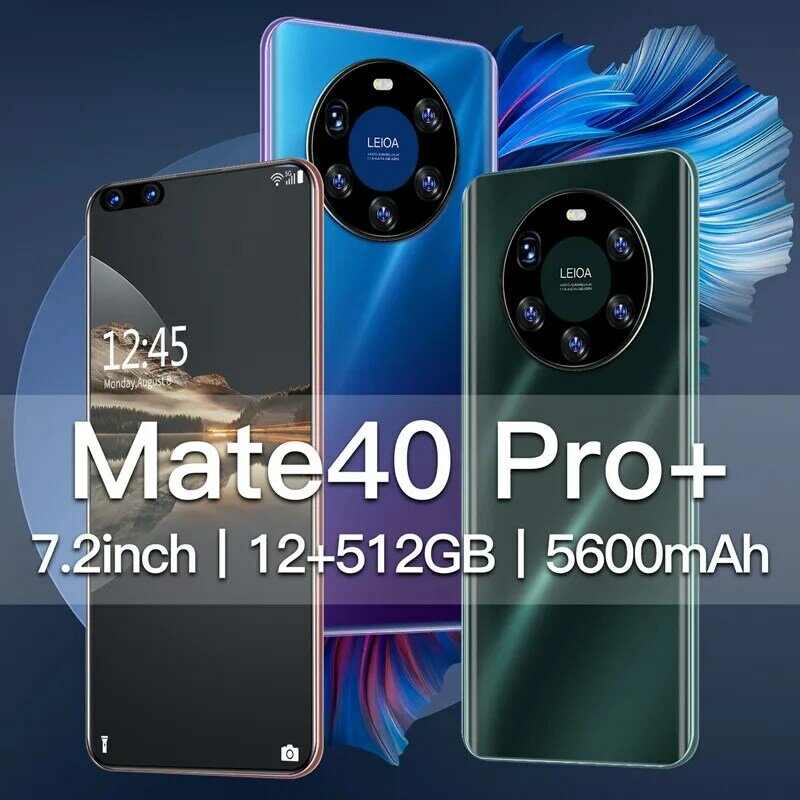 الإصدار العالمي من هواتف Hawei Mate 40 Pro الذكية التي تعمل بنظام الأندرويد وذاكرة وصول عشوائي 12 جيجابايت وذاكرة قراءة فقط 512 جيجابايت وبطارية 5600 مل...
