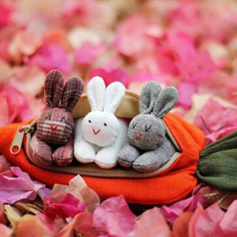 فك دمية على شكل أرنب لعبة: 3 الأرانب في الجزرة محفظة هدايا حفل زفاف وعيد ميلاد ديكور محشوة ألعاب من القطيفة فستان لطيف أرنب 2021