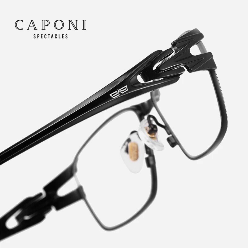 CAPONI التيتانيوم النقي النظارات الإطار الرجال الأعمال النظارات البصرية مكافحة الضوء الأزرق نظارات الكمبيوتر دعم وصفة JF1208