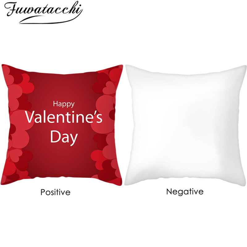 Fuwatacchi عيد الحب كيس وسادة ديكور المنزل الأحمر القلب رمي المخدة ل أريكة سرير غطاء الوسادة الزخرفية الإبداعية