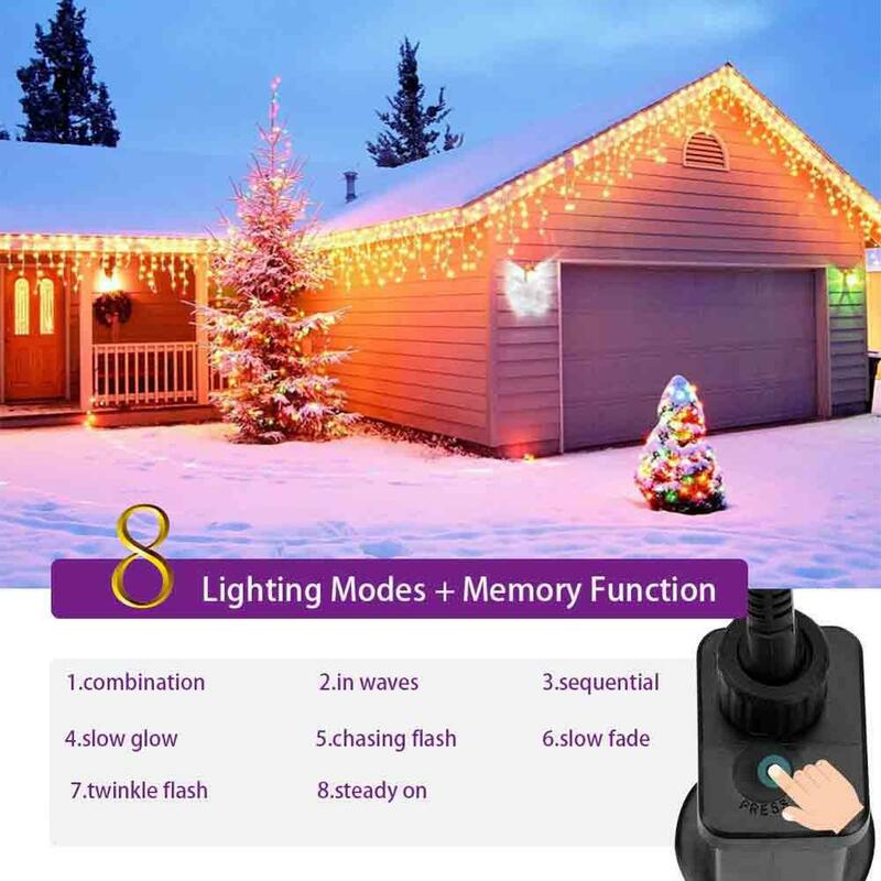100LED الستار جليد سلسلة أضواء تدلى عيد الميلاد في الهواء الطلق أضواء الجنية أضواء جارلاند المنزل لحفل الزفاف/الطرف/حديقة الديكور