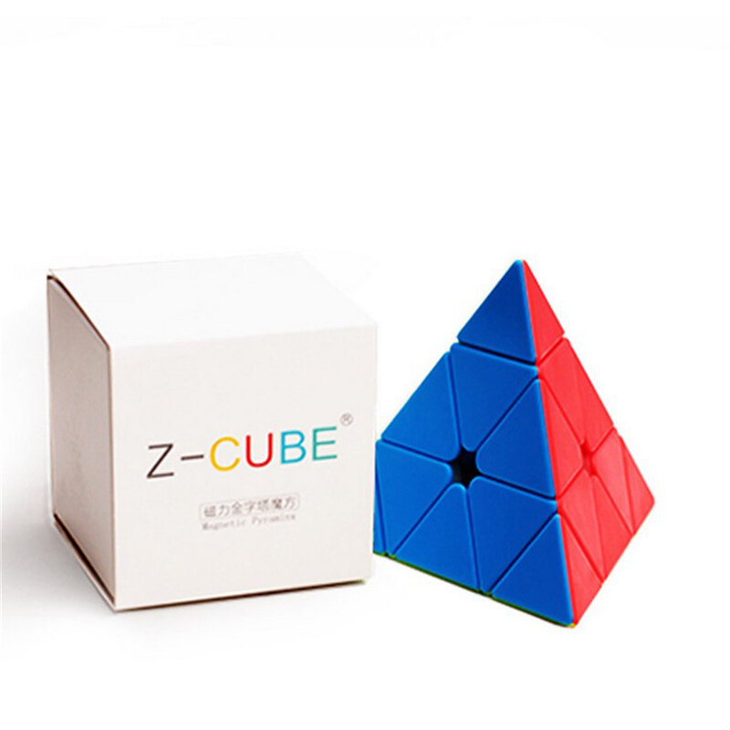 مكعبات سحرية بهرم مغناطيسي 3x3x3 من ZCUBE لعبة ألغاز سوداء لاصقة لتدريب الدماغ cubo magico