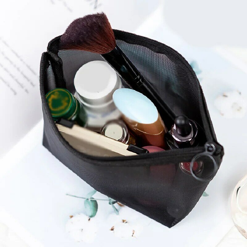 حقيبة مستحضرات التجميل شبكة سوداء السفر الأسود أدوات الزينة الرجال منظم حقيبة الماكياج حقيبة الحقيبة المحمولة الجمال غسل حقيبة 2020 جديد