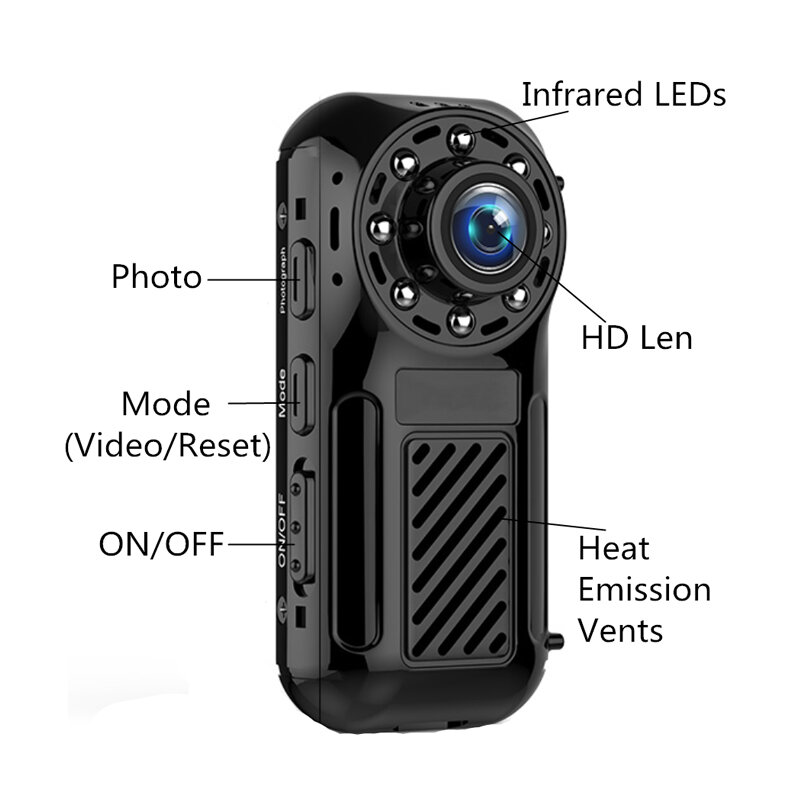 كاميرا واي فاي صغيرة محمولة عن بعد لاسلكية HD 1080P كاميرا مراقبة الشبكة الأشعة تحت الحمراء للرؤية الليلية كشف الحركة كاميرا الفيديو
