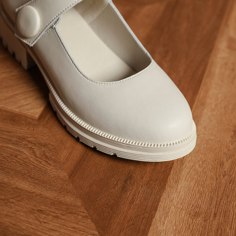 جلد طبيعي ماري جين النساء مضخات أحذية منصة اليابانية لوليتا نمط السيدات عادية عالية الكعب الخريف أحذية للمرأة 2021