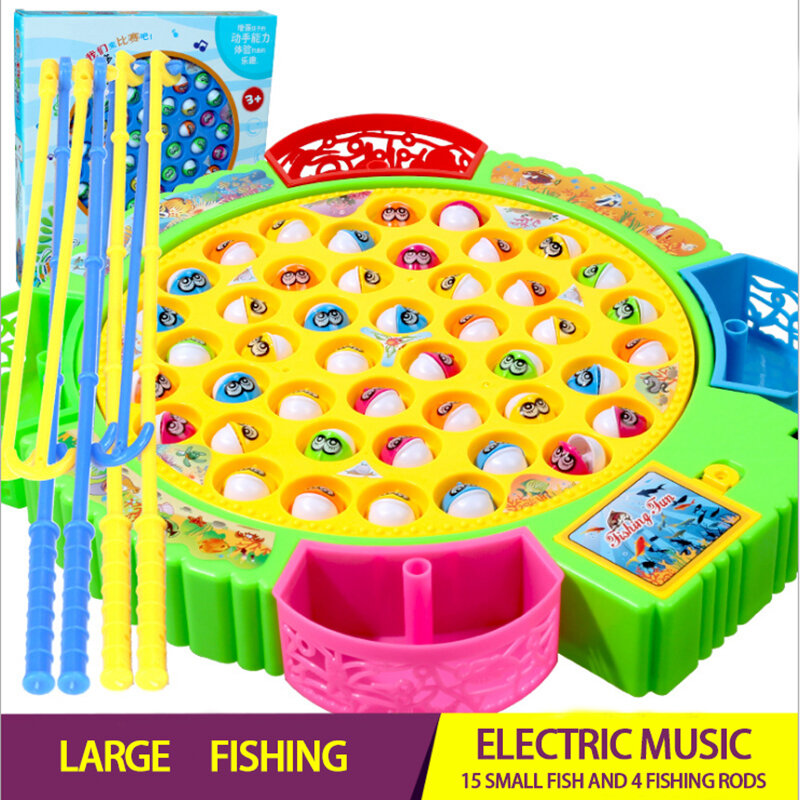 جديد الكهربائية الدورية الصيد تلعب لعبة طبق سمك الموسيقية مجموعة المغناطيسي في الهواء الطلق ألعاب رياضية للأطفال GiftsKids الصيد اللعب