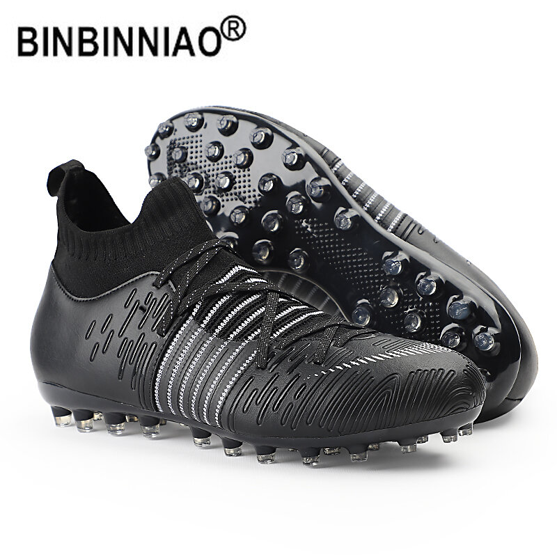 BINBINNIAO أحذية كرة القدم الرجال كرة الصالات تحلق المنسوجة تنفس أحذية كرة القدم الاطفال TF/FG أحذية رياضية لكرة القدم المرابط zapatos دي futbol