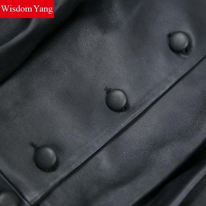 الشتاء جلد الغنم بلوزات من جلد طبيعي النساء معطف دراجة نارية Jackets جاكيتات السيدات المعاطف السوداء الإناث معطف الكورية ملابس خارجية