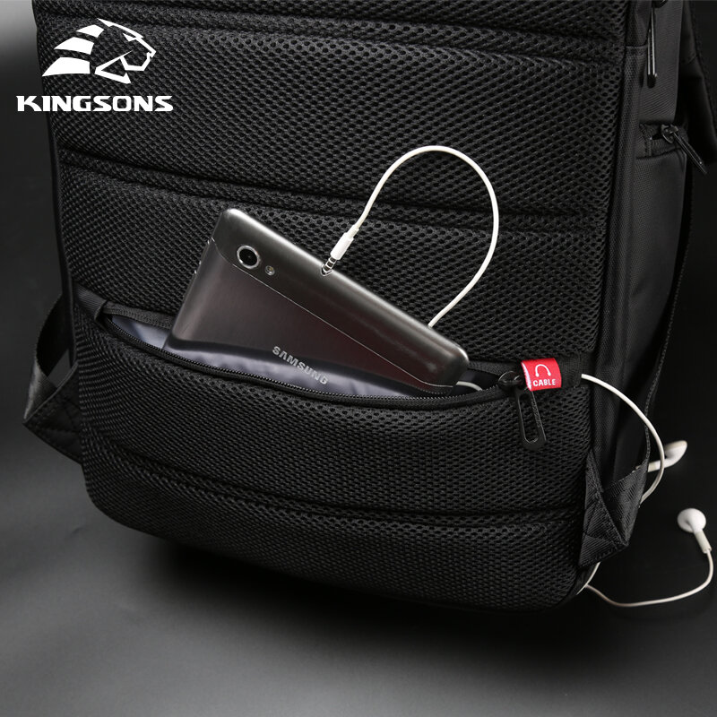 Kingsons-حقيبة ظهر للكمبيوتر مقاس 13 بوصة مع شحن USB خارجي ، حقيبة ظهر للرجال والنساء ، حقيبة مدرسية مقاومة للماء ضد السرقة