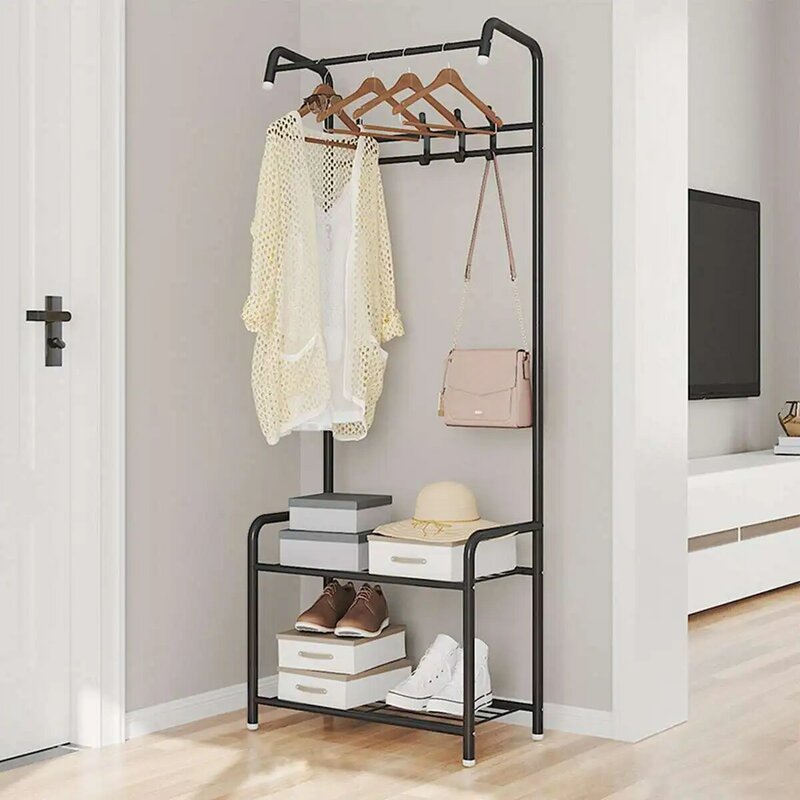 65 Inch Standing Coat Racks Garment Rack Shoes Storage Shelf Holder Clothes Hanger Organizer Living Room Bathroom Furniture