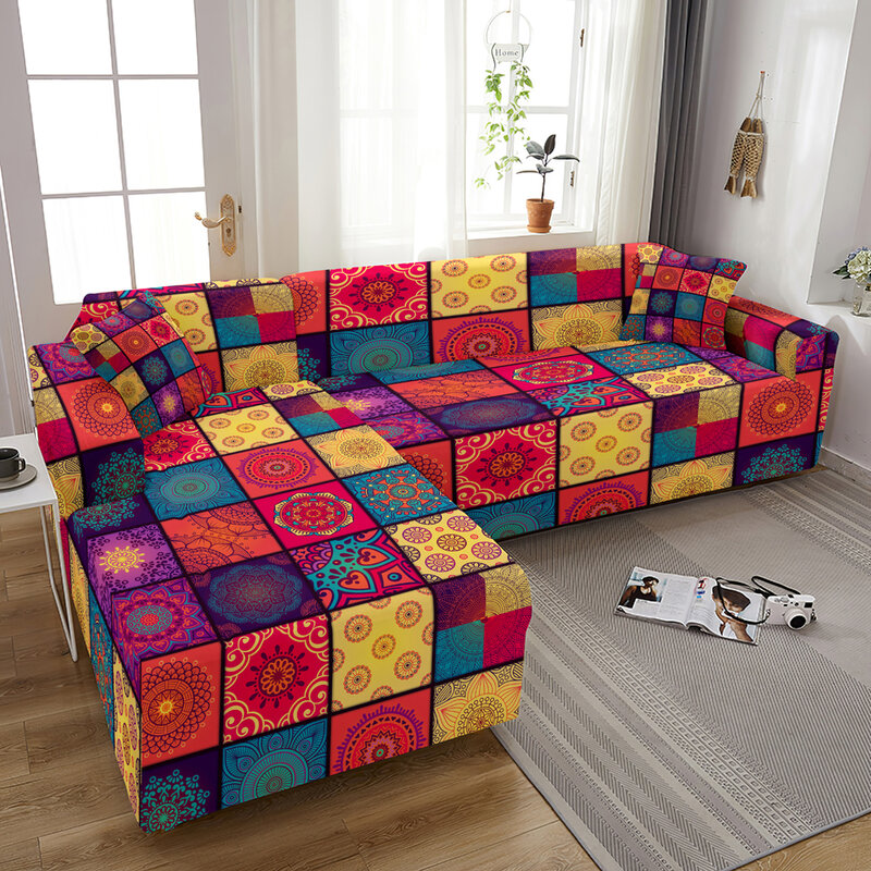 الفاخرة ماندالا غطاء أريكة لغرفة المعيشة تمتد الزاوية غطاء أريكة L شكل غطاء أريكة غطاء أريكة مرونة مقعد تشيس Longue1-4