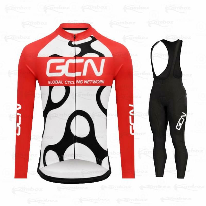 2021 GCN فريق طويلة الأكمام الدراجات جيرسي مجموعة مريلة السراويل روبا Ciclismo غطاء دراجة جديد الجبلية دراجة جيرسي موحدة الرجال الملابس