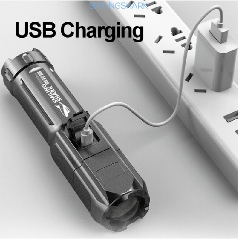 مصباح ليد جيب صغير السوبر مشرق زوومابلي USB قابلة للشحن T6 التكتيكية الشعلة للتخييم التنزه الصيد متعددة الوظائف الشعلة