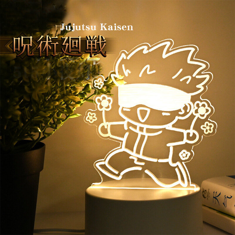 أنيمي Jujutsu Kaisen تأثيري مصباح جوجو Satoru ليلة اللون المشجعين هدية جمع الدعامة